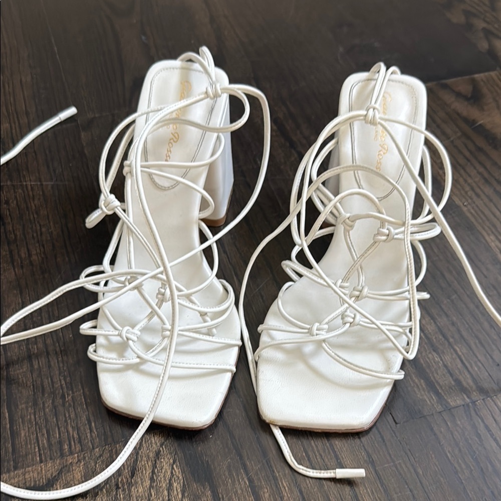 Gianvito Rossi Ivory Lace-Up Heels